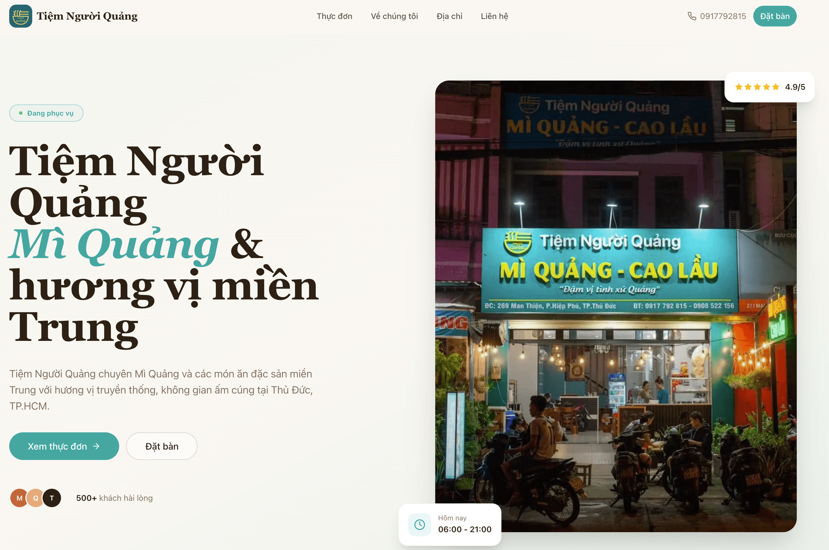 Website Tiệm Người Quảng — Thiết kế bởi Shi Studio